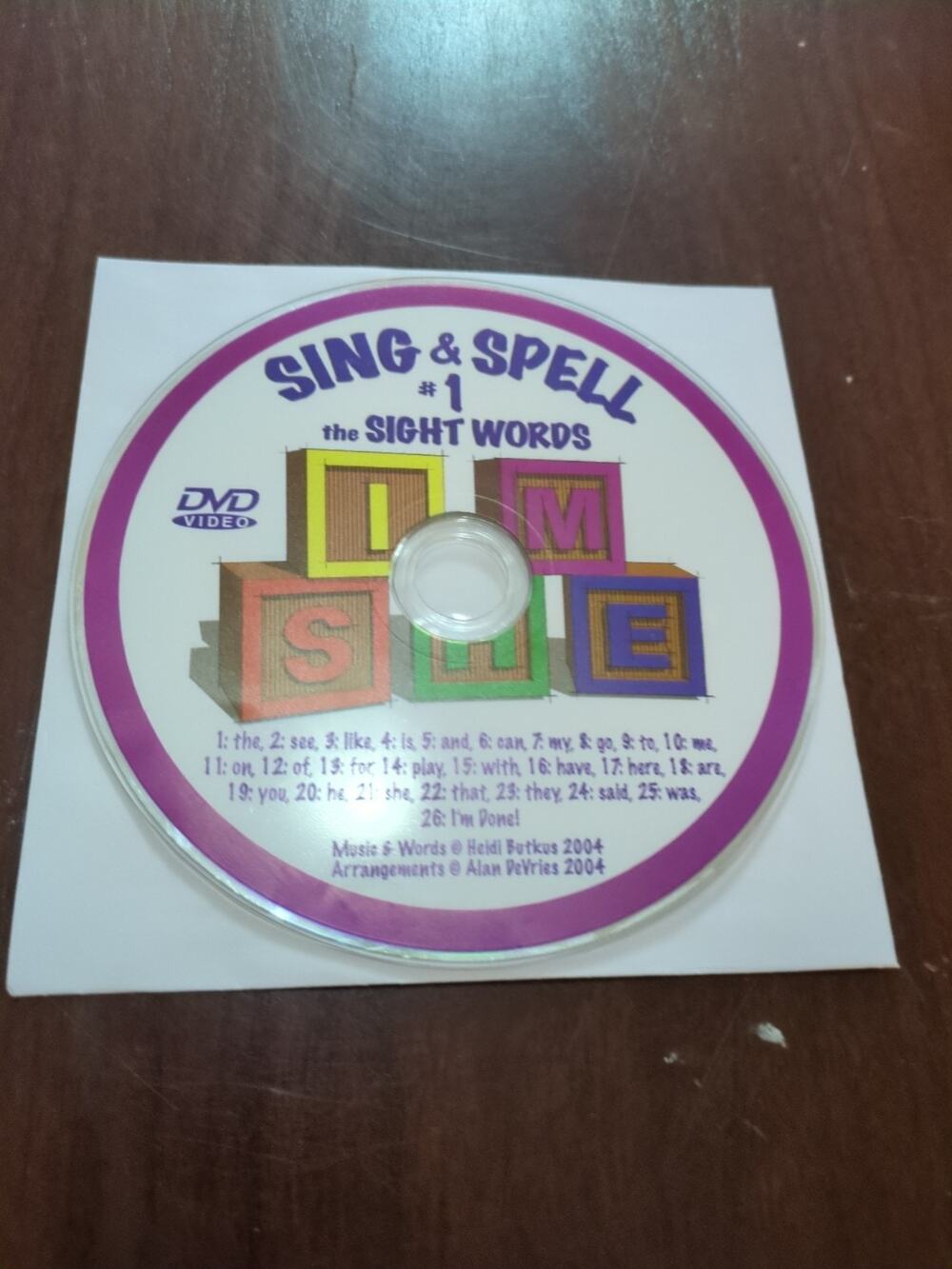 Sing & Spell The Sight Words Vol 1 DVD 2004 Heidi Songs RARE Kids OOP disc only